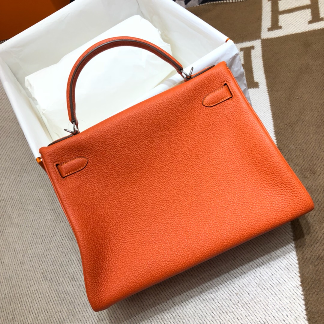 Hermes Kelly 32cm Handbag Shoulder Bag in Orange Togo Leather